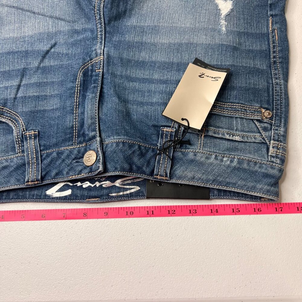 Seven7 Women's Denim Shorts Distressed Frayed Hem Size 12 Blue - Picture 6 of 10